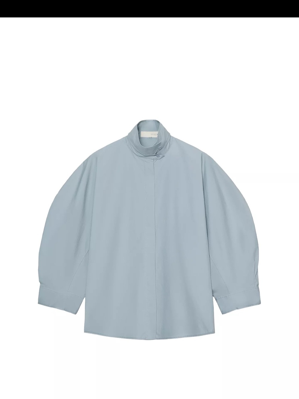 Zara Blue Puff Sleeve high collar Shirt